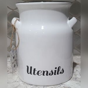 White Farmhouse Utensil Holder